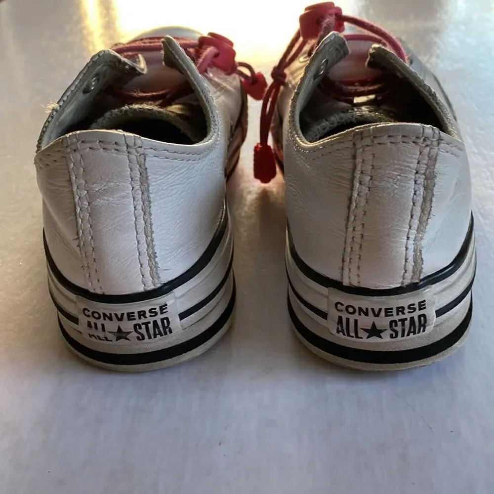 CONVERSE All Star Kids White Leather Sneakers Size 1